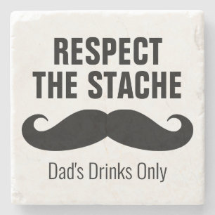Respecteer de snor grappig mannelijk cadeau-idee v stenen onderzetter