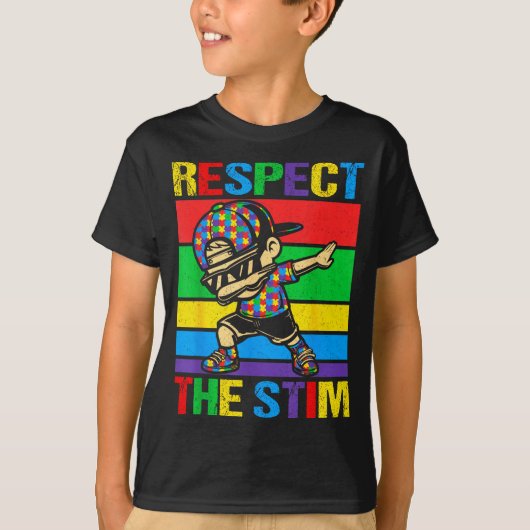 Respecteer de stim autisme bewustzijn dabbing auti t-shirt (Voorkant)