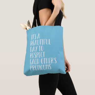 Respecteer elkaars voornaamwoorden lgbtqa+ lichtbl tote bag