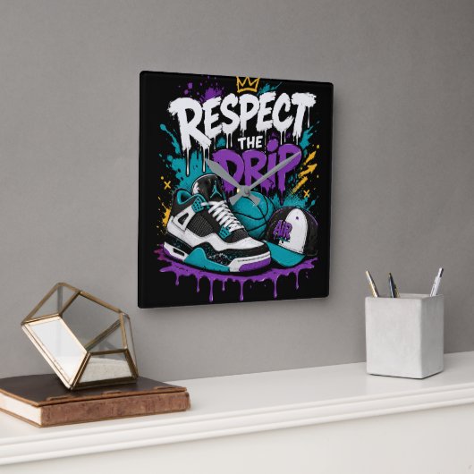 Respecteer het Drip Basketbalontwerp Vierkante Klok (Kantoor)