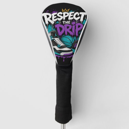 Respecteer het druppelbasketbalontwerp golfheadcover (Voorkant)