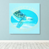 Respecteer het leven, houd de oceaan schoon canvas afdruk (Insitu (Houten vloer))