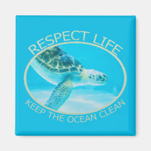 Respecteer het leven, houd de oceaan schoon magneet