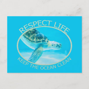 Respecteer het leven, houd de oceaan schoon uitnodiging briefkaart