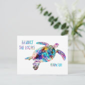 Respecteer het lokale Zee Turtle Tie Dye Beach Quo Briefkaart (Staand voorkant)