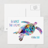 Respecteer het lokale Zee Turtle Tie Dye Beach Quo Briefkaart (Voorkant / Achterkant)