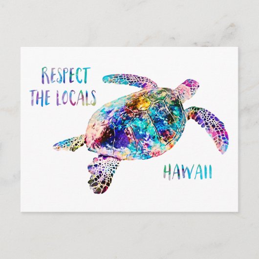 Respecteer het lokale Zee Turtle Tie Dye Beach Quo Briefkaart (Voorkant)