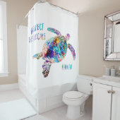 Respecteer het lokale Zee Turtle Tie Dye Beach Quo Douchegordijn (In situ)