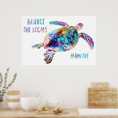 Respecteer het lokale Zee Turtle Tie Dye Beach Quo Poster (Keuken)