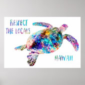 Respecteer het lokale Zee Turtle Tie Dye Beach Quo Poster (Voorkant)