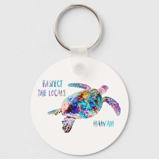 Respecteer het lokale Zee Turtle Tie Dye Beach Quo Sleutelhanger (Voorkant)