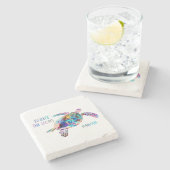 Respecteer het lokale Zee Turtle Tie Dye Beach Quo Stenen Onderzetter (Zijkant)