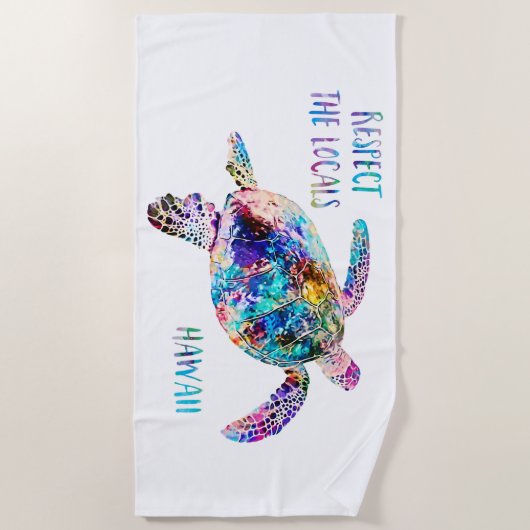Respecteer het lokale Zee Turtle Tie Dye Beach Quo Strandlaken (Voorkant)