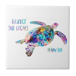Respecteer het lokale Zee Turtle Tie Dye Beach Quo Tegeltje