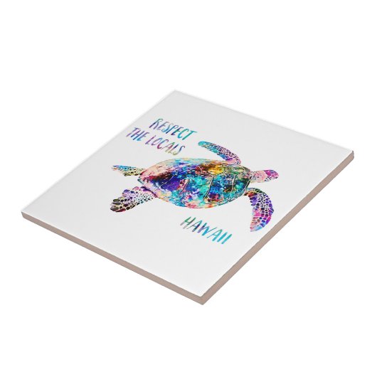 Respecteer het lokale Zee Turtle Tie Dye Beach Quo Tegeltje (Zijkant)
