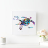 Respecteer het lokale Zee Turtle Tie Dye Beach Quo Vierkante Klok (Huis)
