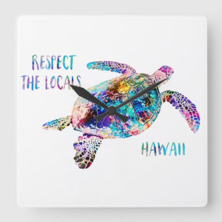 Respecteer het lokale Zee Turtle Tie Dye Beach Quo Vierkante Klok