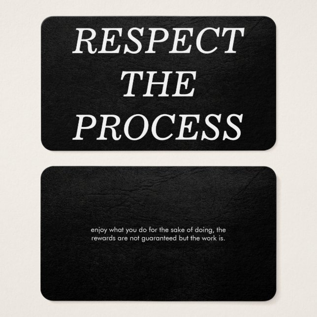 Respecteer het proces visitekaartje (Voorkant /achterkant)