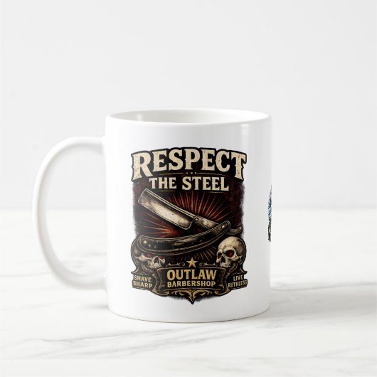 Respecteer het Staal – Straight Razor Mok (Links)