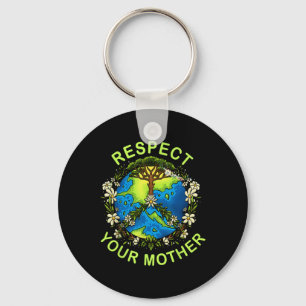 Respecteer je Moeder Aarde Dag Natuur Godin Flowe Sleutelhanger