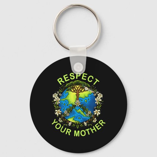 Respecteer je Moeder Aarde Dag Natuur Godin Flowe Sleutelhanger (Voorkant)