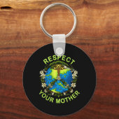 Respecteer je Moeder Aarde Dag Natuur Godin Flowe Sleutelhanger (Voorkant)
