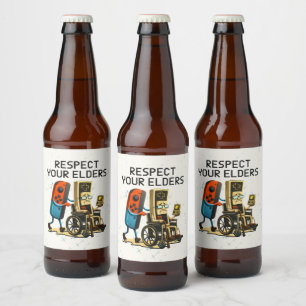 Respecteer Je Ouderen Gaming Controle Retro Grappi Bier Etiket