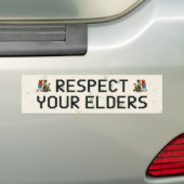 Respecteer Je Ouderen Gaming Controle Retro Grappi Bumpersticker (Op auto)