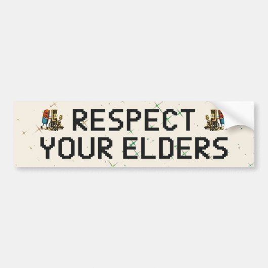 Respecteer Je Ouderen Gaming Controle Retro Grappi Bumpersticker (Voorkant)
