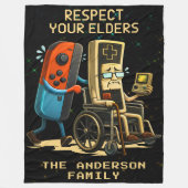 Respecteer Je Ouderen Gaming Controle Retro Grappi Fleece Deken (Voorkant)