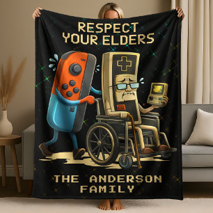 Respecteer Je Ouderen Gaming Controle Retro Grappi Fleece Deken