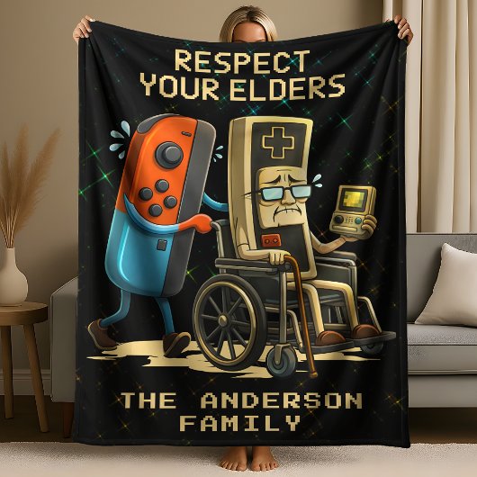Respecteer Je Ouderen Gaming Controle Retro Grappi Fleece Deken