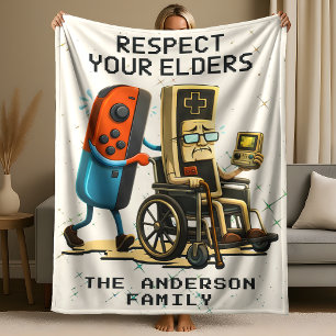 Respecteer Je Ouderen Gaming Controle Retro Grappi Fleece Deken