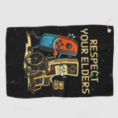 Respecteer Je Ouderen Gaming Controle Retro Grappi Golfhanddoek (Horizontaal)