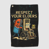 Respecteer Je Ouderen Gaming Controle Retro Grappi Golfhanddoek (Voorkant)