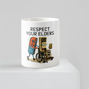 Respecteer Je Ouderen Gaming Controle Retro Grappi Koffiemok
