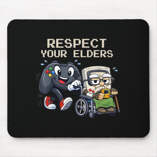 Respecteer Je Ouderen Gaming Controle Retro Grappi Muismat (Voorkant)