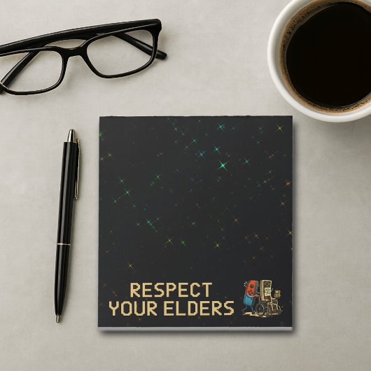 Respecteer je Ouderen Gaming Controle Retro Grappi Notitieblok