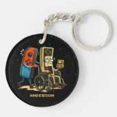 Respecteer je Ouderen Gaming Controle Retro Grappi Sleutelhanger (Achterkant)