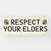 Respecteer Je Ouderen Gaming Controle Retro Grappi Spandoek (Horizontaal)