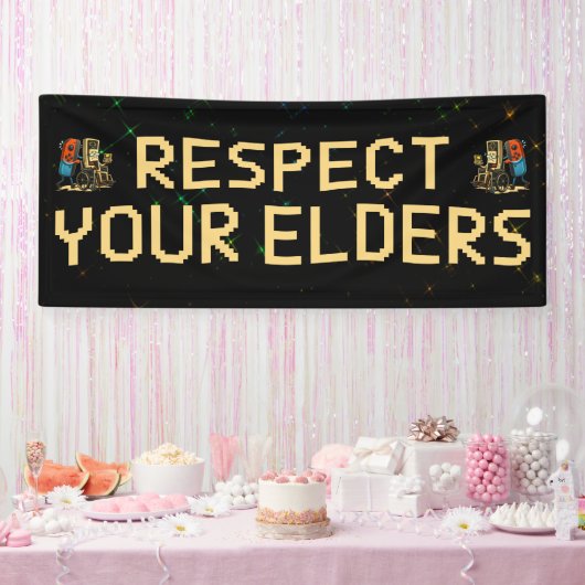 Respecteer Je Ouderen Gaming Controle Retro Grappi Spandoek (Feest)