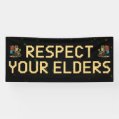 Respecteer Je Ouderen Gaming Controle Retro Grappi Spandoek (Horizontaal)