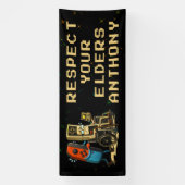 Respecteer Je Ouderen Gaming Controle Retro Grappi Spandoek (Verticaal)