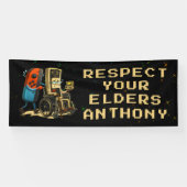 Respecteer Je Ouderen Gaming Controle Retro Grappi Spandoek (Horizontaal)