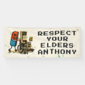 Respecteer Je Ouderen Gaming Controle Retro Grappi Spandoek (Horizontaal)