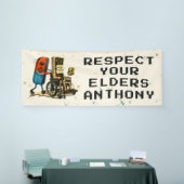 Respecteer Je Ouderen Gaming Controle Retro Grappi Spandoek (Beurs)