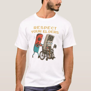 Respecteer Je Ouderen Gaming Controle Retro Grappi T-shirt