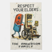Respecteer Je Ouderen Gaming Controle Retro Grappi Theedoek (Verticaal)