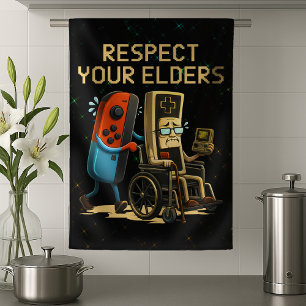 Respecteer Je Ouderen Gaming Controle Retro Grappi Theedoek