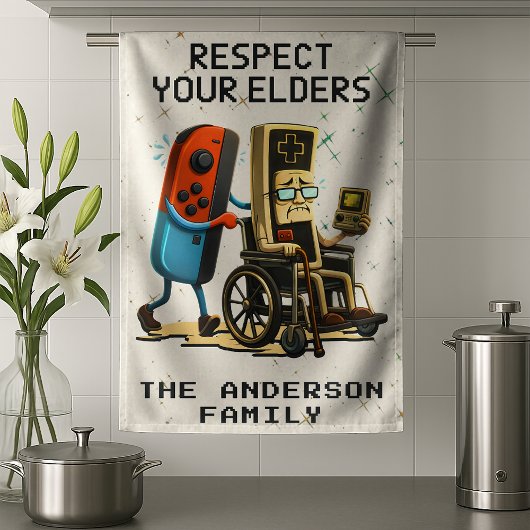 Respecteer Je Ouderen Gaming Controle Retro Grappi Theedoek